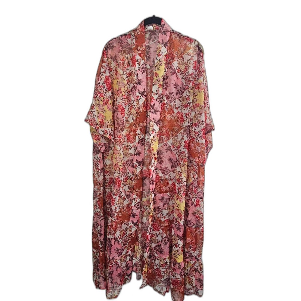 Women's Lauren Conrad Kimono Topper Sheer Floral Lightweight One Size